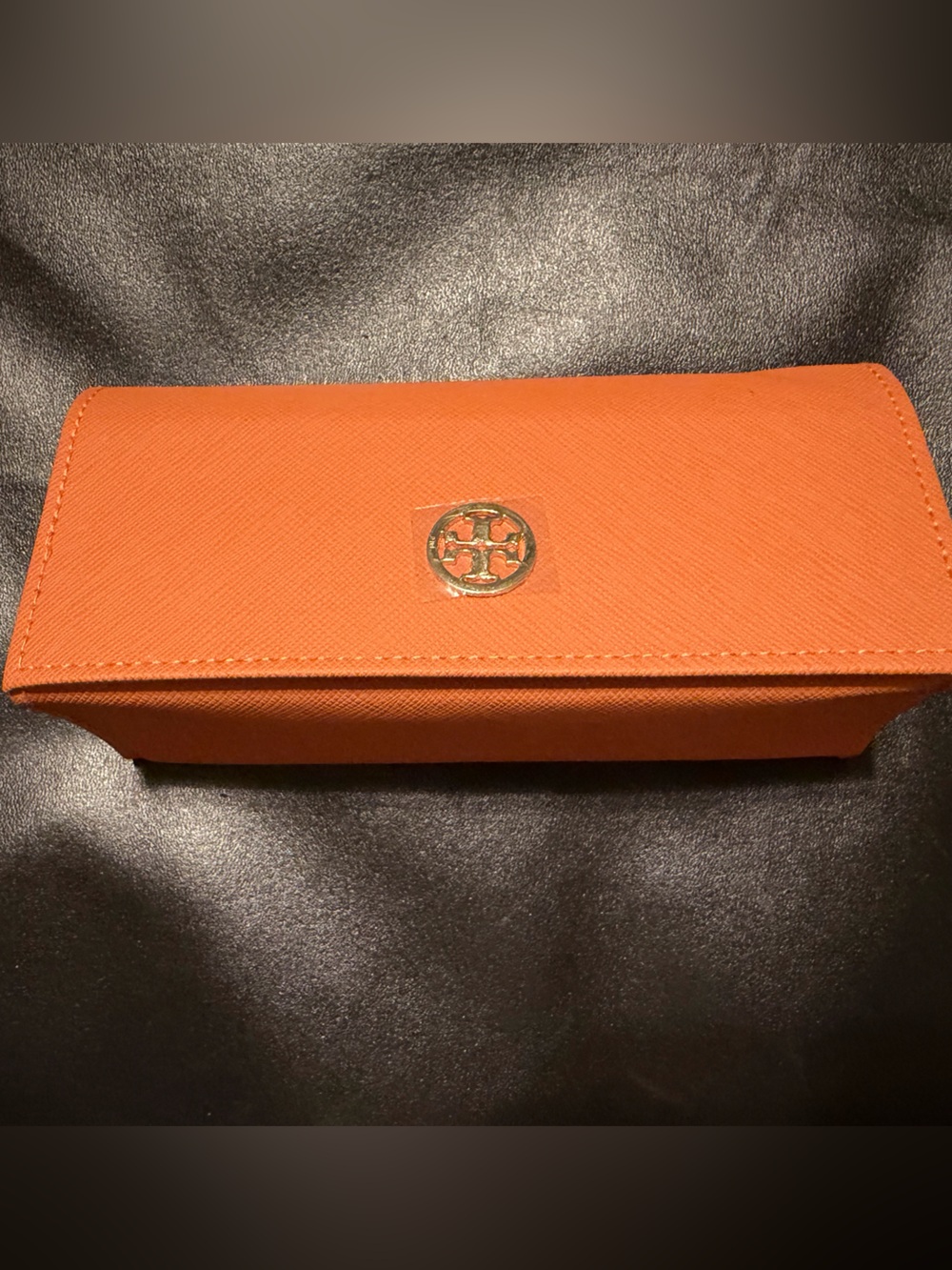 Tory Burch Orange Foldable Eyeglass Case Double T Logo w/ Pouch